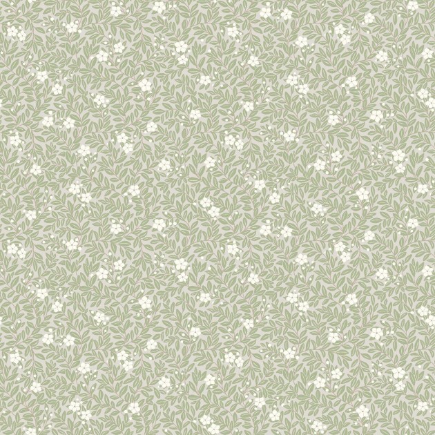 Boras Tapeter 5731 Mölle & Myrten Myrten Green – tapeta w drobne liście i kwiaty mirtu