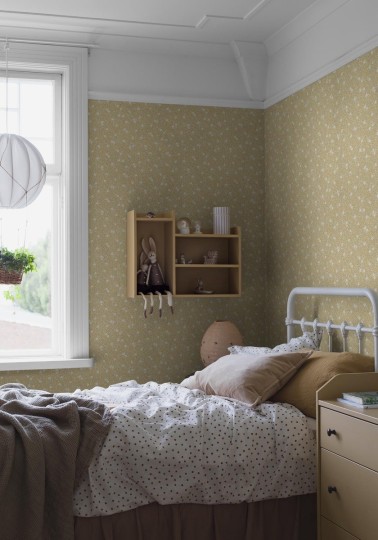 Boras Tapeter 5732 Mölle & Myrten Myrten Yellow – tapeta w drobne liście i kwiaty mirtu