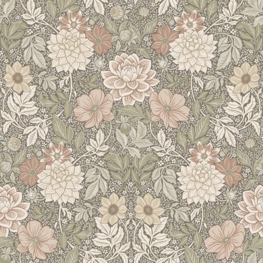 Boras Tapeter 9713W Studio Dahlia Garden Grand Green – mural w kwiaty dalii