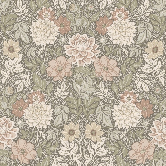 Boras Tapeter 9713W Studio Dahlia Garden Grand Green – mural w kwiaty dalii