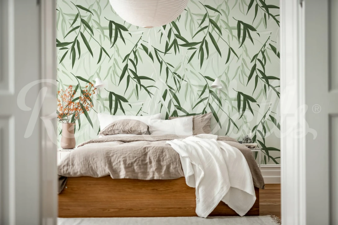 Rebel Walls R21200 Shutterstock Bamboo Jungle Green - mural w egzotyczne liście