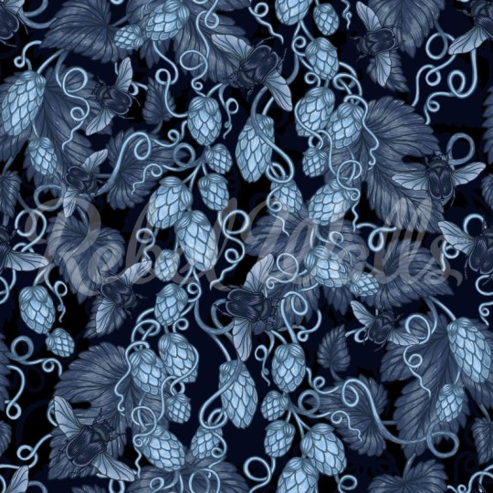 Rebel Walls R21054 Shutterstock Hop Garden Blue - mural w pnącza chmielu