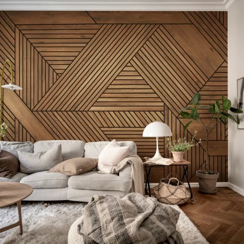 Rebel Walls R20646 Shutterstock Wooden Art Bold Teak - mural w drewniany panel