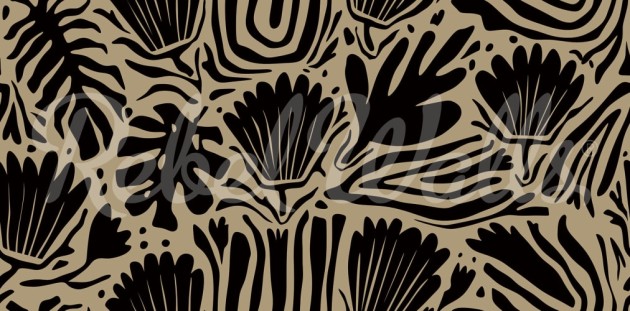 Rebel Walls R20285 Shutterstock Abstract Blossoms Brown - mural w abstrakcyjne kwiaty i liście