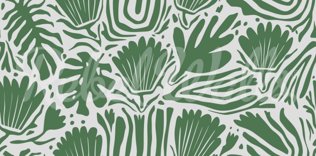 Rebel Walls R20286 Shutterstock Abstract Blossoms Green - mural w abstrakcyjne kwiaty i liście
