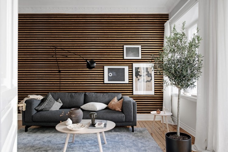 Rebel Walls R19484 Shutterstock Rib Wood Horizontal - mural w drewniane panele ścienne 3D