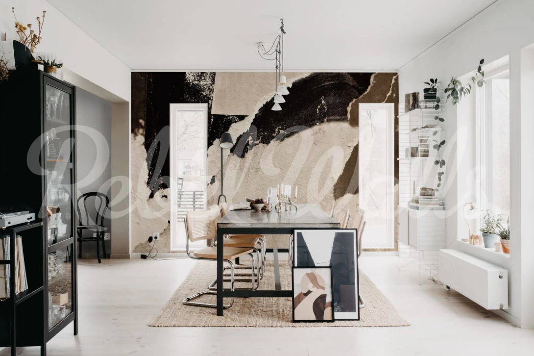 Rebel Walls R19782 Shutterstock Rip Off Brown - mural imitujący abstrakcyjny obraz olejny