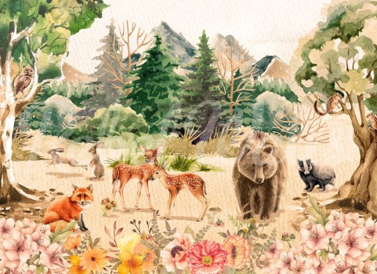 Rebel Walls R19911 Shutterstock Forest Friends - mural dla dzieci w leśne zwierzęta