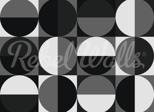 Rebel Walls R21577 Shutterstock Circle Grid Black & White - mural w geometryczny wzór