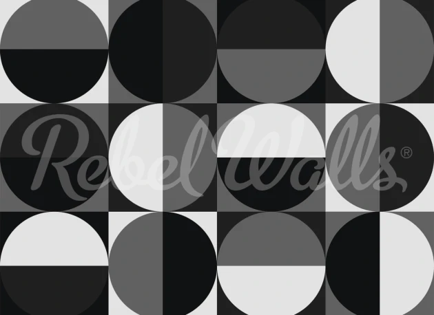 Rebel Walls R21577 Shutterstock Circle Grid Black & White - mural w geometryczny wzór