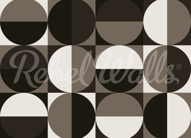 Rebel Walls R21578 Shutterstock Circle Grid Brown - mural w geometryczny wzór