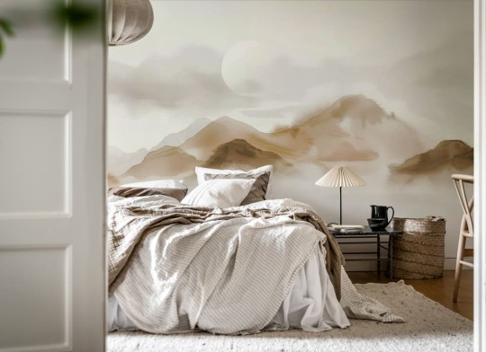 Rebel Walls R21275 Shutterstock Soft Mountains Beige - mural w górski pejzaż