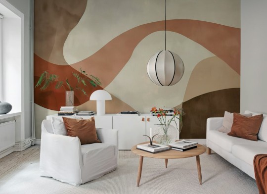 Rebel Walls R21272 Shutterstock Artistic Waves Rust - mural w abstrakcyjny wzór