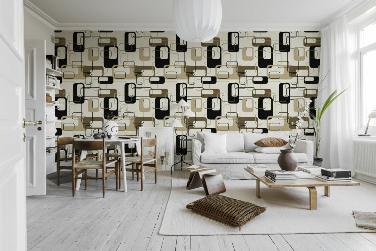 Rebel Walls R20421 Shutterstock Retro Squares Beige - mural w geometryczny wzór retro