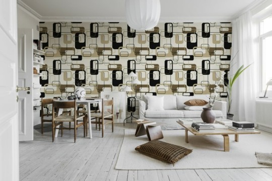 Rebel Walls R20421 Shutterstock Retro Squares Beige - mural w geometryczny wzór retro