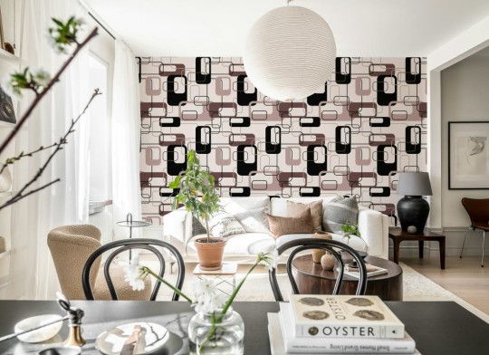 Rebel Walls R20422 Shutterstock Retro Squares Plum - mural w geometryczny wzór retro