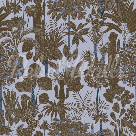 Rebel Walls R21391 Shutterstock Wild Tropics Light Blue - mural w egzotyczne rośliny