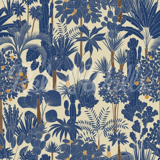 Rebel Walls R21392 Shutterstock Wild Tropics Blue - mural w egzotyczne rośliny