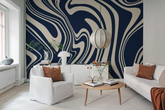 Rebel Walls R20660 Shutterstock Swirly Blue - mural w organiczne linie