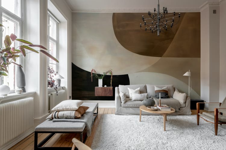 Rebel Walls R21404 Shutterstock Soft Geometry Neutral - mural w abstrakcyjny wzór
