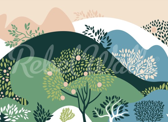 Rebel Walls R20265 Shutterstock Apple Garden Multi - mural w górzysty krajobraz