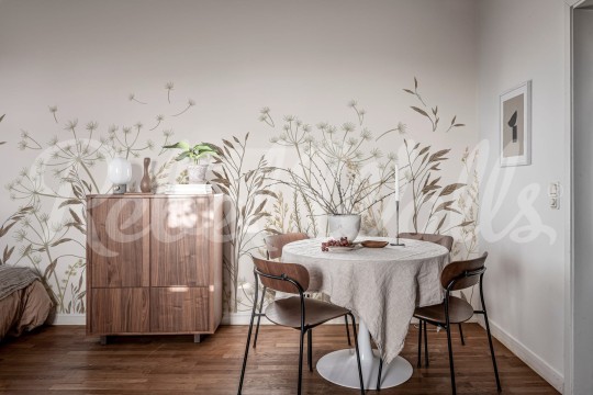 Rebel Walls R20271 Shutterstock Straw Meadow Beige - mural w polne rośliny