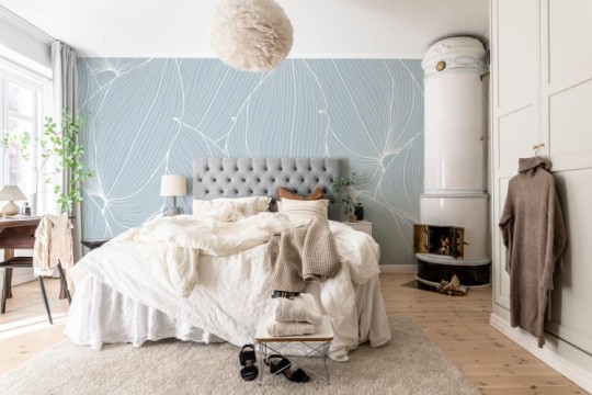Rebel Walls R20281 Shutterstock Big Leafs Baby Blue - mural w duże liście