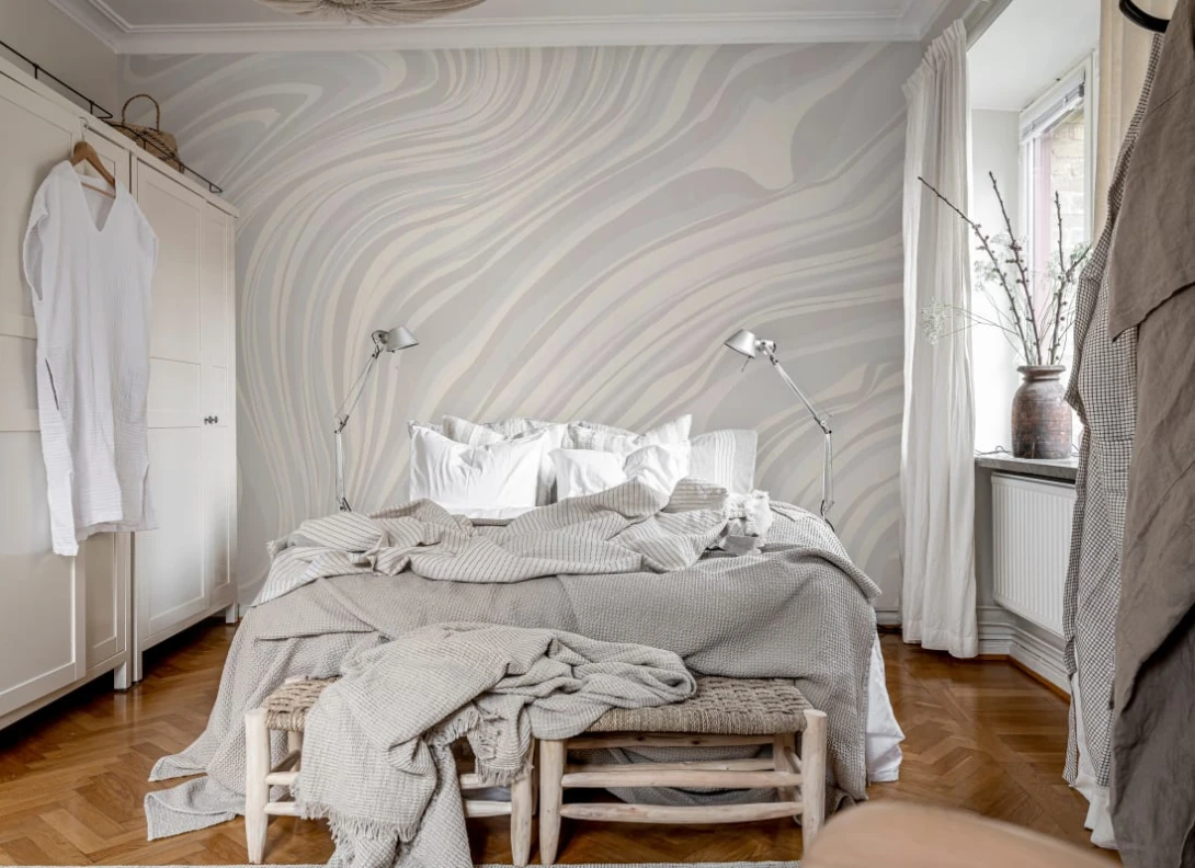 Rebel Walls R20269 Shutterstock Multi Layers White - mural w organiczne linie