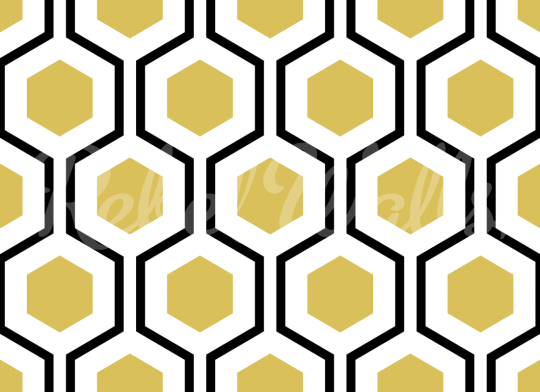 Rebel Walls R21560 Shutterstock Bold Hexagon Yellow - mural w geometryczny wzór retro