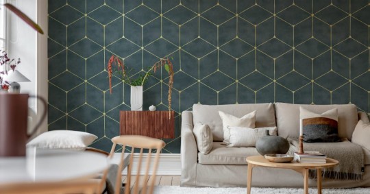 Rebel Walls R21564 Shutterstock Hexaeder Blue - mural w geometryczny wzór 3D