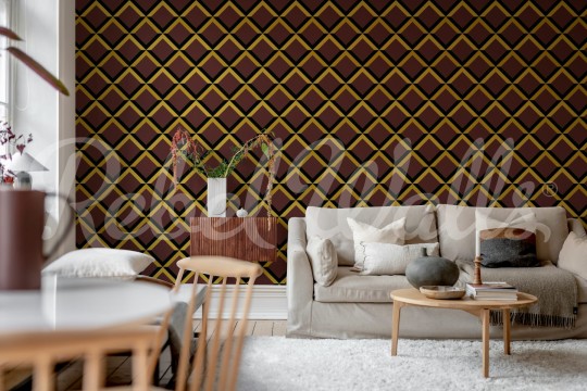 Rebel Walls R21569 Shutterstock Lattice Burgundy - mural w kratkę
