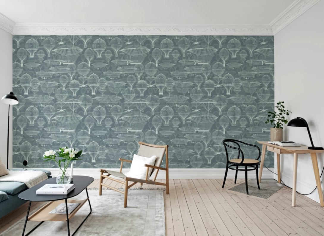 Rebel Walls R21553 Shutterstock Bon Voyage Blue - mural w balony