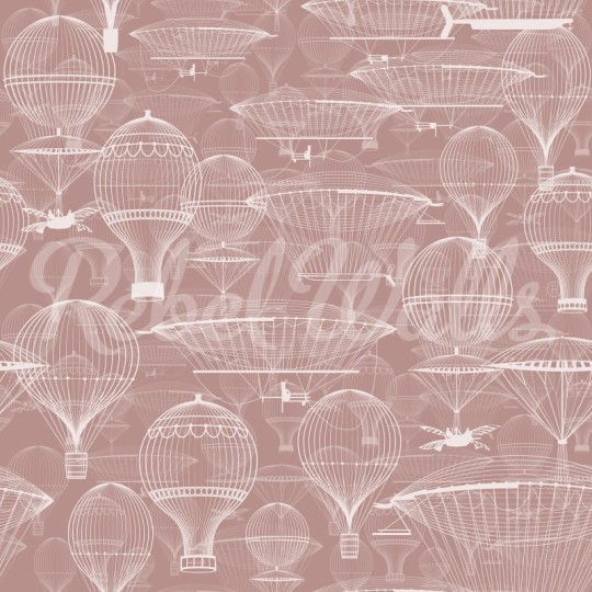 Rebel Walls R21555 Shutterstock Bon Voyage Pink - mural w balony