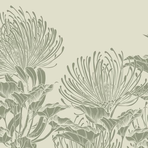 Rebel Walls R21500 Shutterstock Protea Bloom Soft Green - mural w kwiaty protei