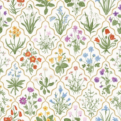 Rebel Walls R21489 Shutterstock Garden Charm Summer - mural w rośliny na płytkach