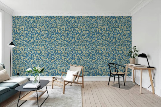 Rebel Walls R21397 Shutterstock Floral Opulence Blue - mural w roślinne pnącza