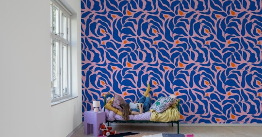 Rebel Walls R21394 Shutterstock Twilight Garden Pink - mural w graficzne rośliny