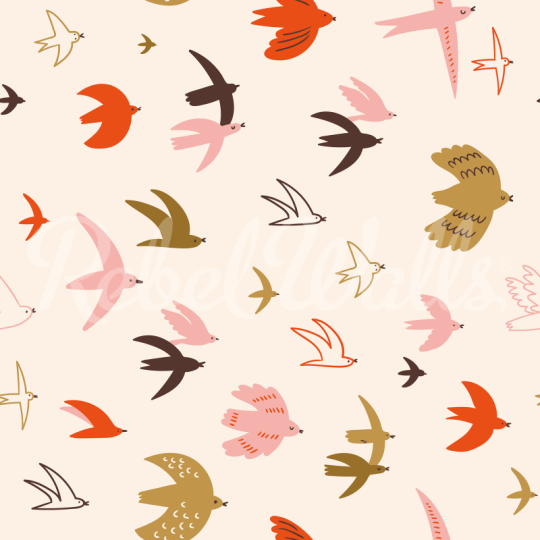 Rebel Walls R21401 Shutterstock Flying Birds Pink - mural w ptaki