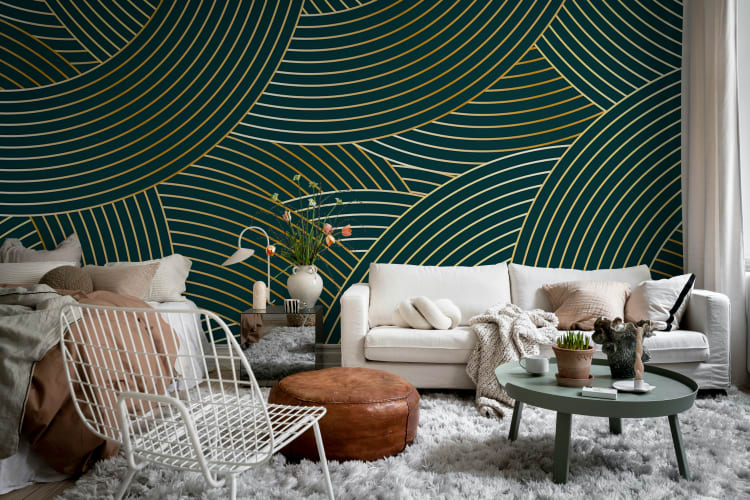 Rebel Walls R21402 Shutterstock Elegant Lines Petrol - mural w linie