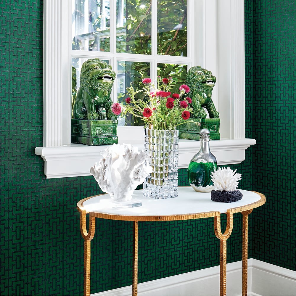 Anna French AT79123 Small Scale Bridle Emerald Green - tapeta w geometryczny wzór kratownicy