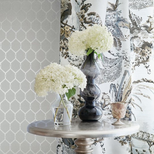 Anna French AT79144 Small Scale Leland Trellis Linen - tapeta w kratownicę