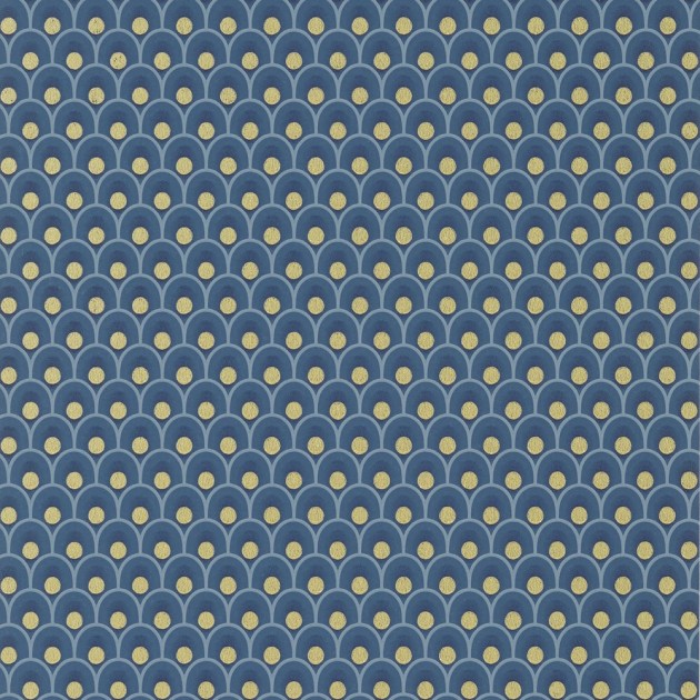 Anna French AT79156 Small Scale Spencer Metallic Gold on Navy - tapeta w łuki art deco