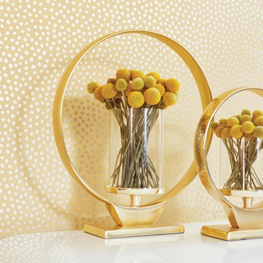 Anna French AT79164 Small Scale Davis Dot Metallic Gold on Pewter - tapeta w kropki