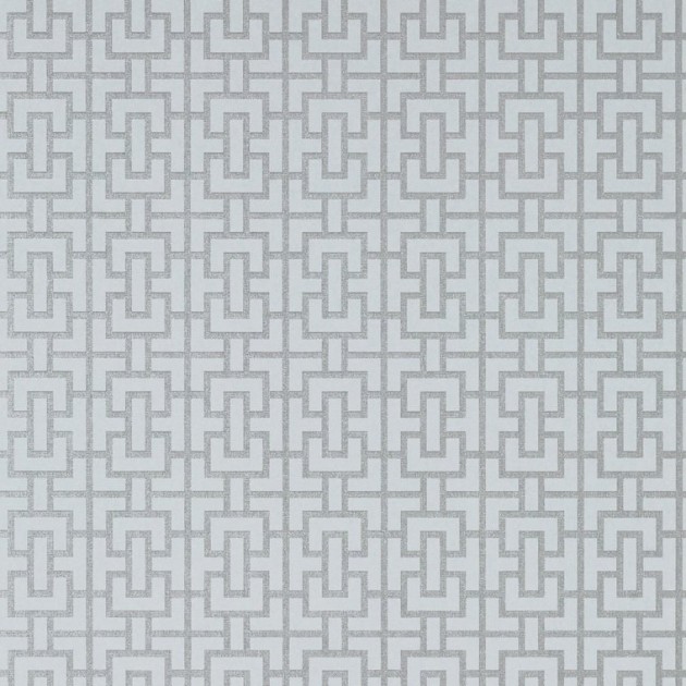 Anna French AT79118 Small Scale Bridle Soft Blue and Silver - tapeta w geometryczny wzór kratownicy