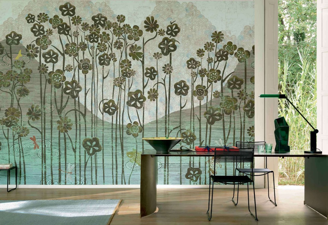 Elitis TP 280 01 Soleil levant Les pays lointains - mural w roślinny pejzaż chinoiserie