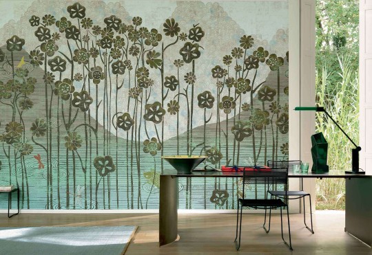 Elitis TP 280 01 Soleil levant Les pays lointains - mural w roślinny pejzaż chinoiserie