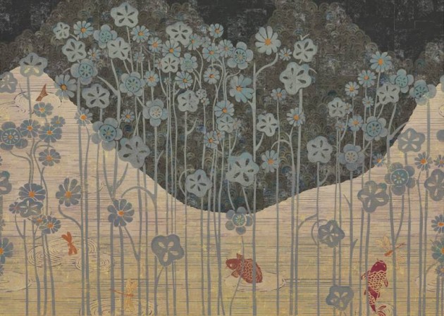 Elitis TP 280 04 Soleil levant Les pays lointains - mural w roślinny pejzaż chinoiserie