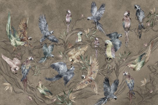 Lorenso TPA 0525 0165 00 Parrot - mural w papugi i liście