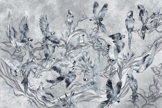 Lorenso TPA 0525 0165 04 Parrot - mural w papugi i liście