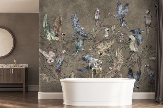 Lorenso TPA 0525 0165 04 Parrot - mural w papugi i liście